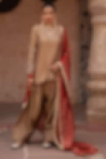 Antique Bronze Tissue Zardosi Hand Embroidered Kurta Set by NIKUNJ BY NIIDHI BAJAJ at Pernia's Pop Up Shop