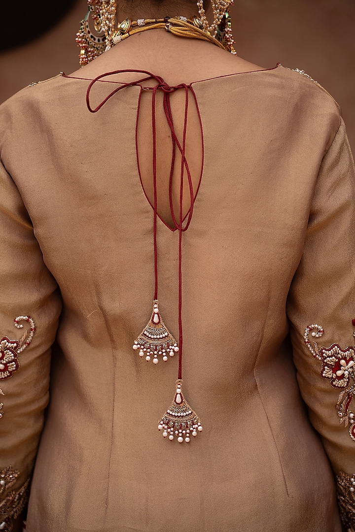 Antique Bronze Tissue Zardosi Hand Embroidered Kurta Set by NIKUNJ BY NIIDHI BAJAJ at Pernia's Pop Up Shop