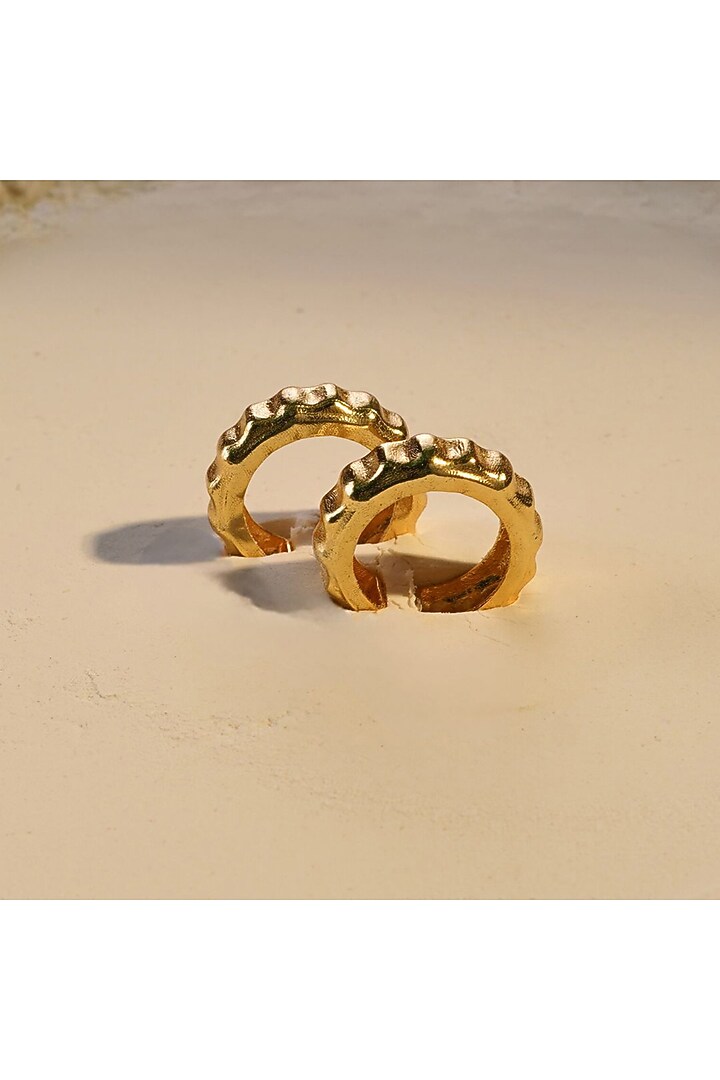 Gold Finish Bamboo Cuff Earrings by NIHIRAA INDIA at Pernia's Pop Up Shop