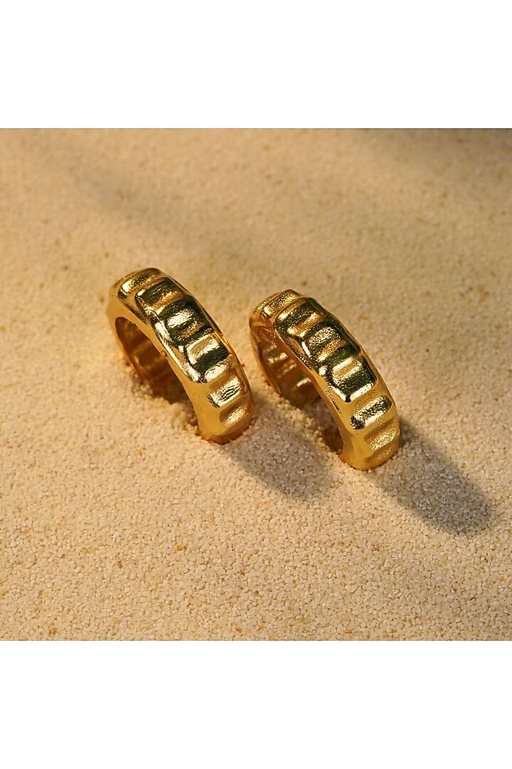 Gold Finish Bamboo Cuff Earrings by NIHIRAA INDIA at Pernia's Pop Up Shop