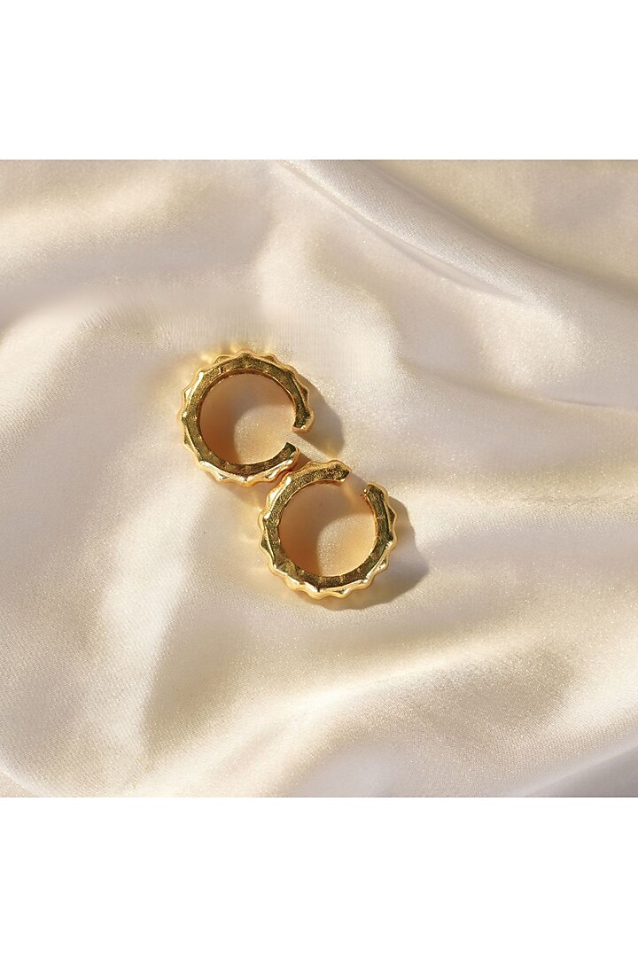 Gold Finish Bamboo Cuff Earrings by NIHIRAA INDIA at Pernia's Pop Up Shop