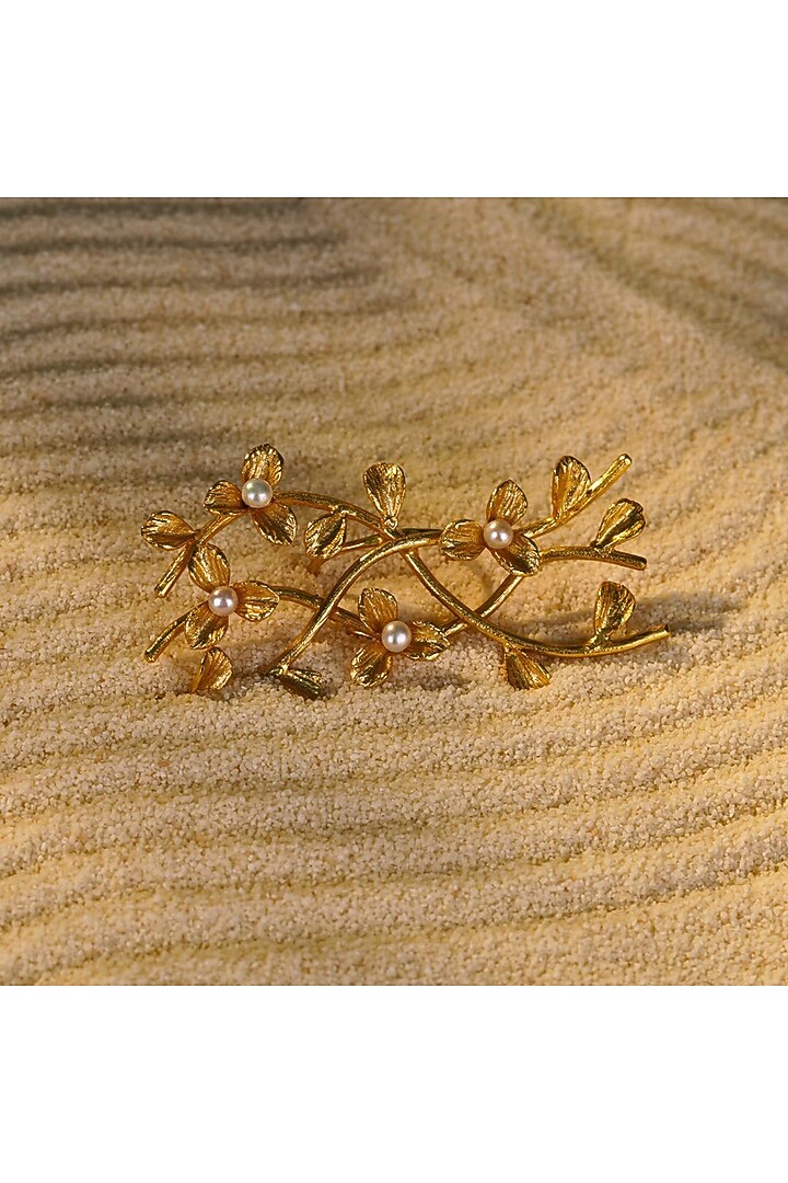 Gold Finish Handcrafted Ring by NIHIRAA INDIA at Pernia's Pop Up Shop