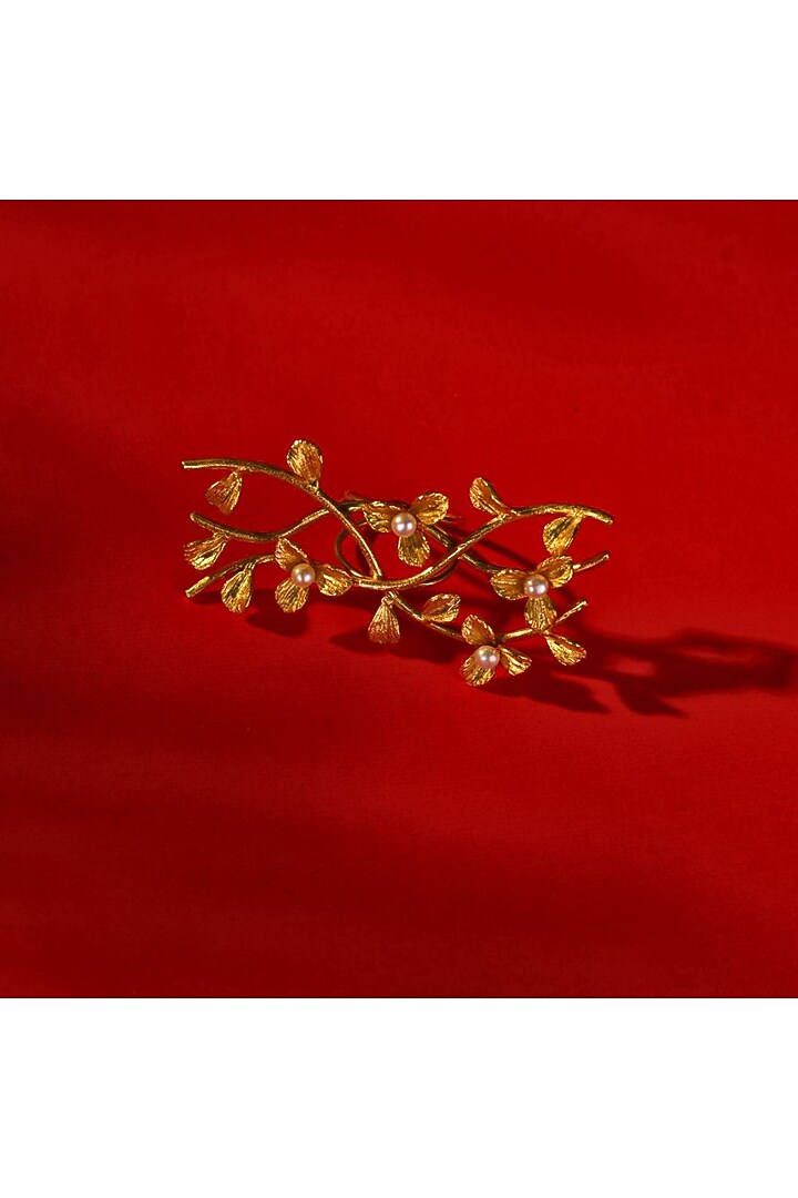 Gold Finish Handcrafted Ring by NIHIRAA INDIA at Pernia's Pop Up Shop