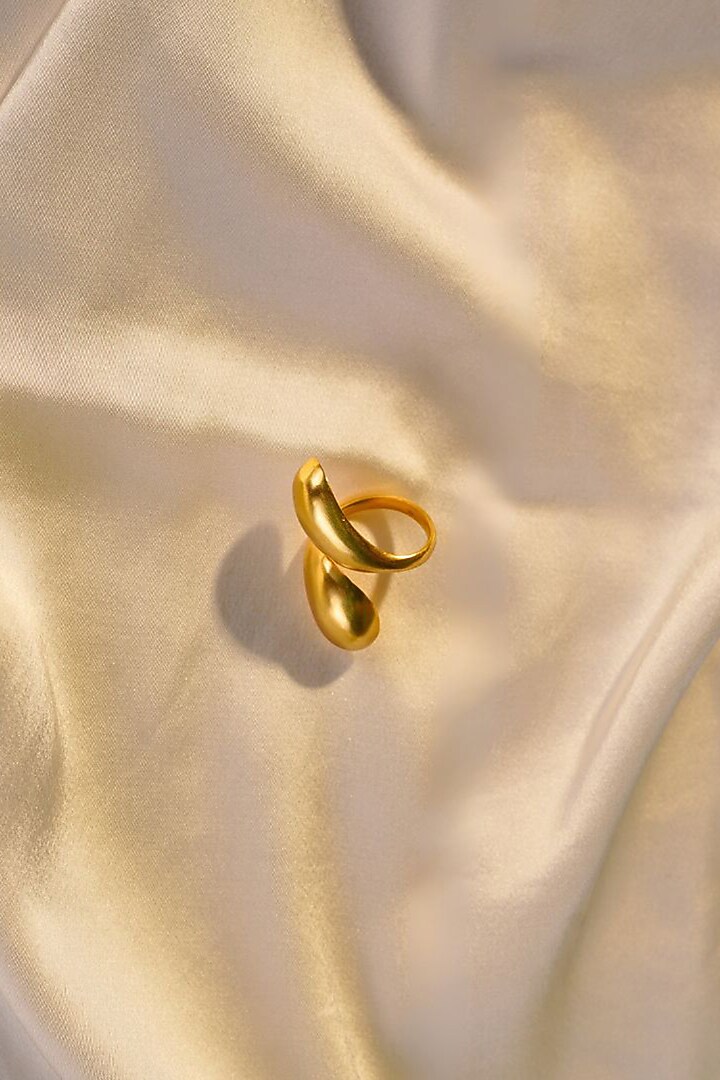 Gold Finish Handcrafted Bubble Ring by NIHIRAA INDIA at Pernia's Pop Up Shop