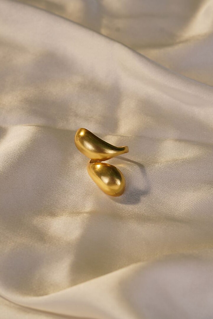 Gold Finish Handcrafted Bubble Ring by NIHIRAA INDIA at Pernia's Pop Up Shop