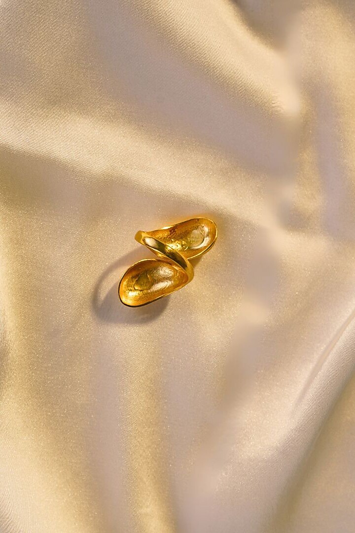 Gold Finish Handcrafted Bubble Ring by NIHIRAA INDIA at Pernia's Pop Up Shop