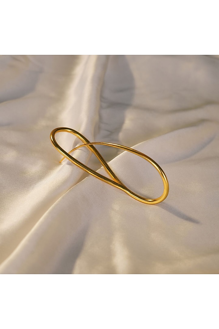 Gold Finish Handcrafted Bounty Loop Earrings by NIHIRAA INDIA at Pernia's Pop Up Shop