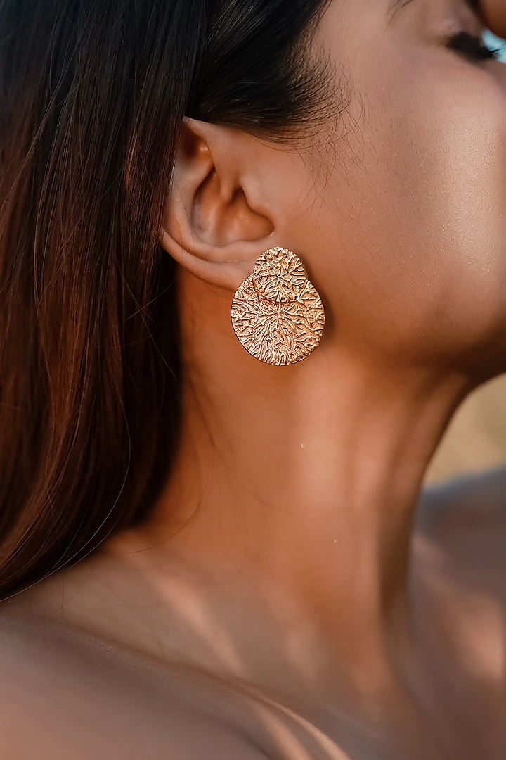 Gold Finish Handcrafted Detachable Stud Earrings by NIHIRAA INDIA