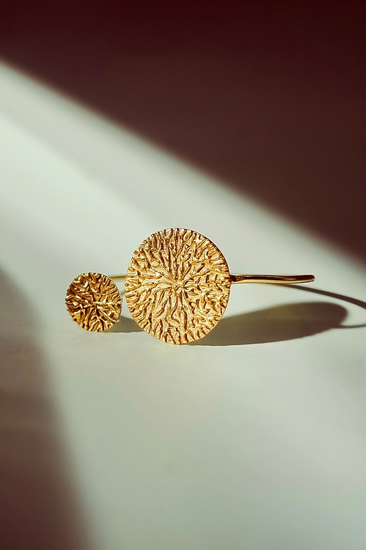 Gold Finish Pearl Handcrafted Dangler Earrings With Cuff by NIHIRAA INDIA at Pernia's Pop Up Shop