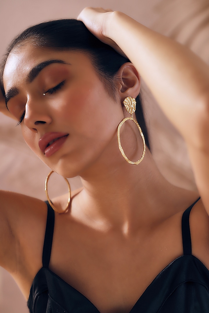 Gold Finish Handcrafted Dangler Earrings by NIHIRAA INDIA