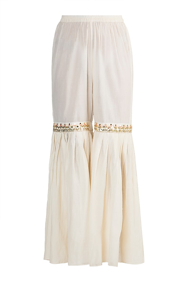 Peach Embroidered Cape With Crop Top & Pants by NE'CHI at Pernia's Pop Up Shop
