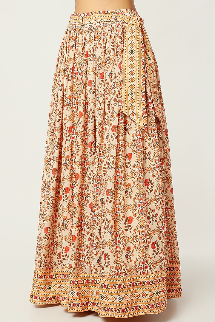 Peach Printed Jacket Lehenga Set by NE'CHI at Pernia's Pop Up Shop