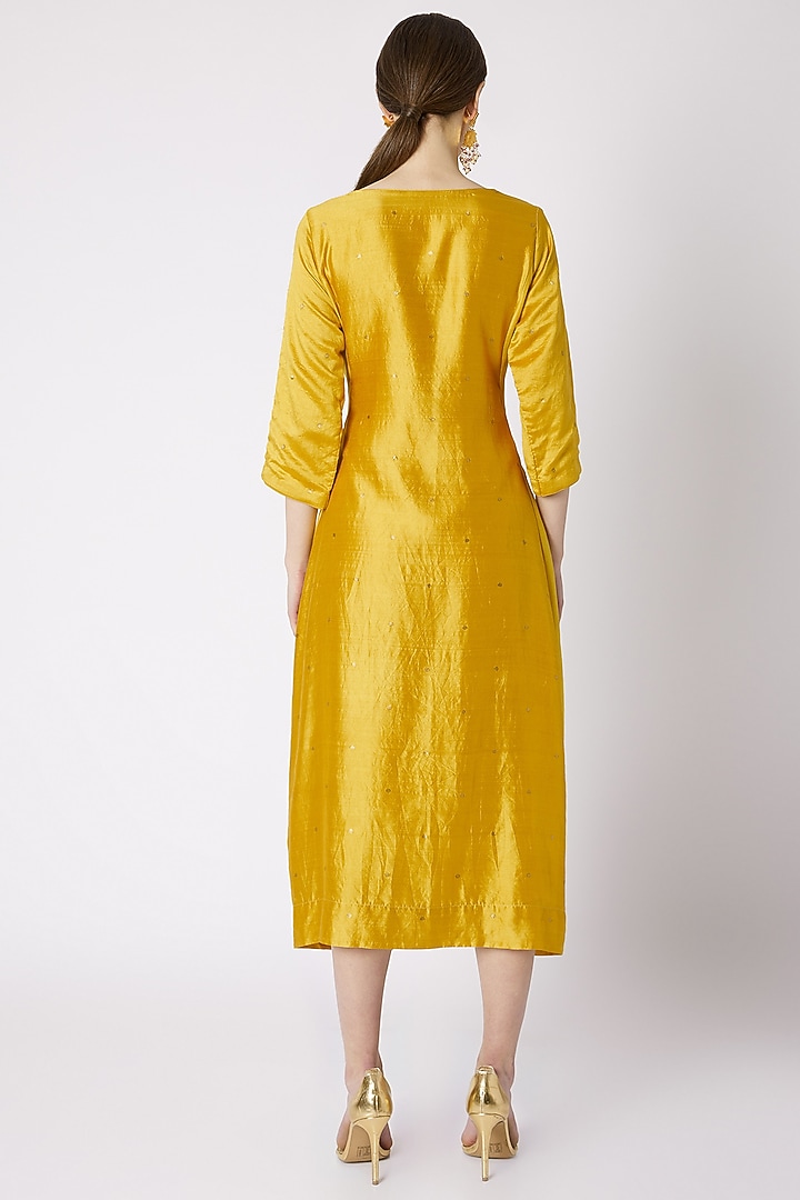 Mustard Embroidered Cowl Tunic by NE'CHI at Pernia's Pop Up Shop