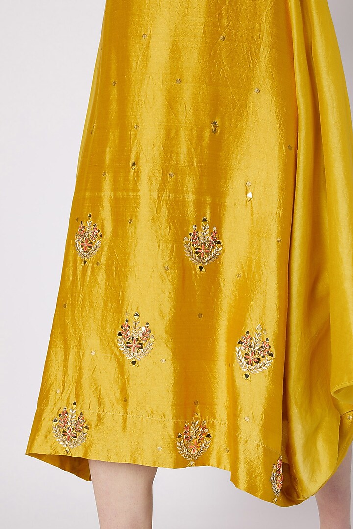 Mustard Embroidered Cowl Tunic by NE'CHI at Pernia's Pop Up Shop