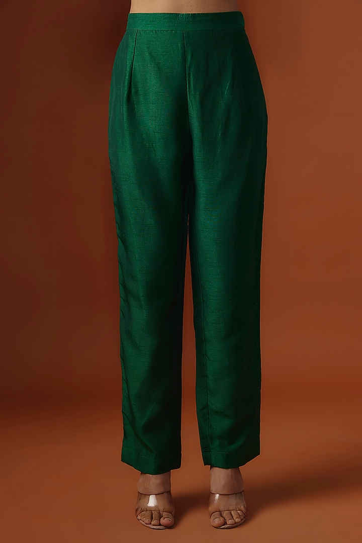 Green Silk Mirror Embroidered & Digital Printed Kaftan Set by Ne'Chi at Pernia's Pop Up Shop