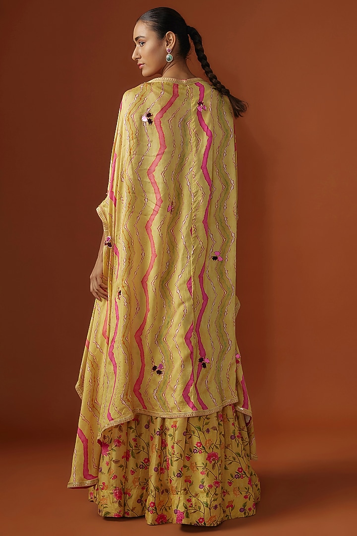 Yellow Silk Digital Printed Cape Set by Ne'Chi at Pernia's Pop Up Shop