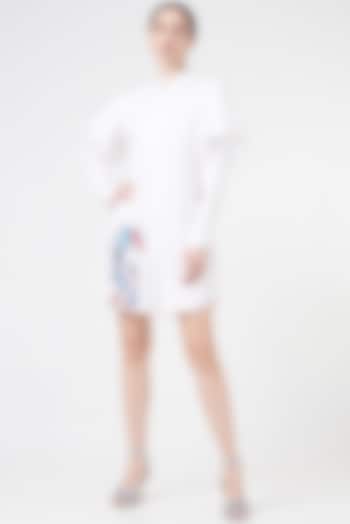 White Embroidered Shirt Dress by NihPri