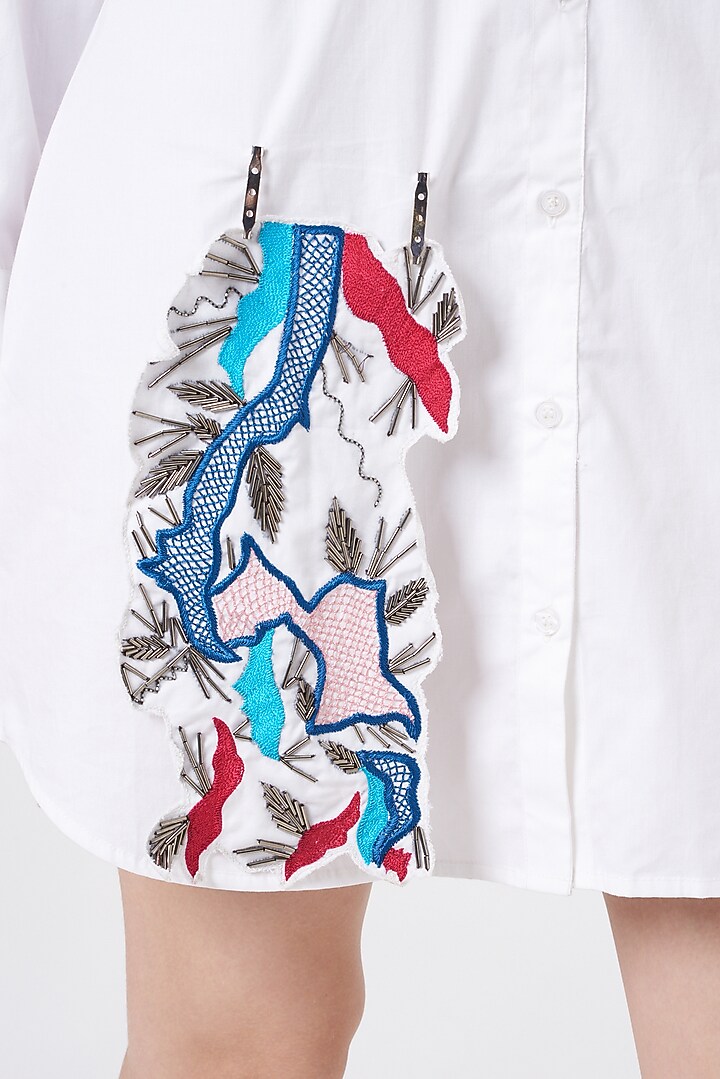White Embroidered Summer Shirt Dress by NihPri at Pernia's Pop Up Shop