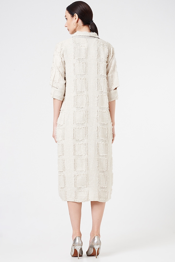 White & Grey Linen Jacket Summer Dress by NihPri at Pernia's Pop Up Shop