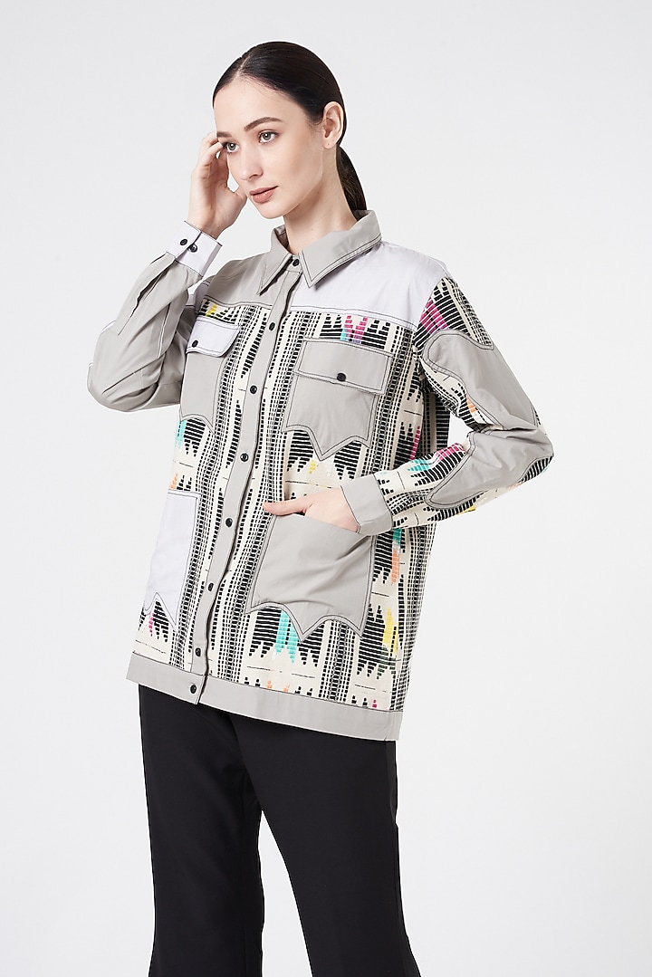 Grey Cotton Jacket by NihPri at Pernia's Pop Up Shop