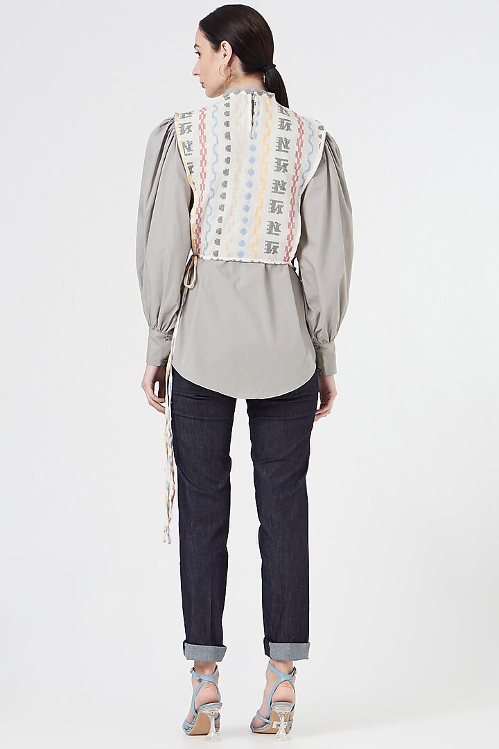 Grey Cotton Shirt With Overlay by NihPri at Pernia's Pop Up Shop