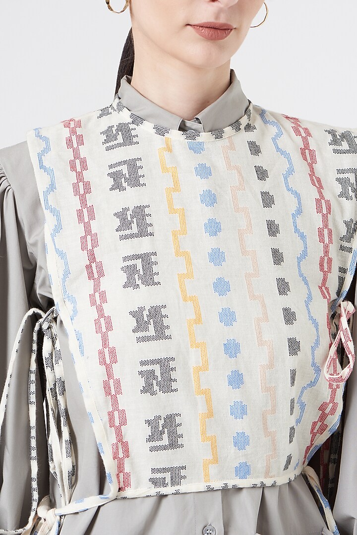 Grey Cotton Shirt With Overlay by NihPri at Pernia's Pop Up Shop