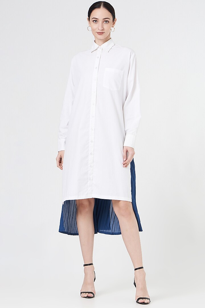 White Cotton Poplin Shirt Dress by NihPri