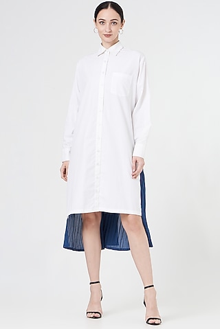 White Cotton Poplin Shirt Dress by NihPri