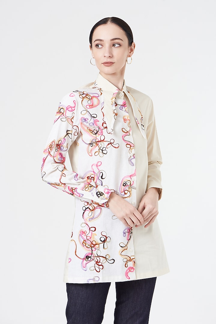 White Embroidered Shirt by NihPri at Pernia's Pop Up Shop