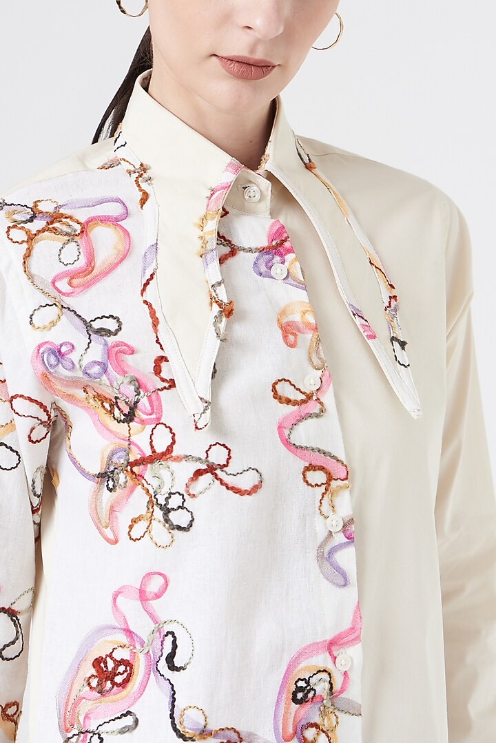 White Embroidered Shirt by NihPri at Pernia's Pop Up Shop
