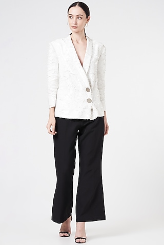 Black Crepe Pant Set by NihPri