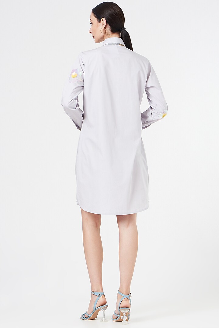Grey Embroidered Vacation Shirt Dress by NihPri at Pernia's Pop Up Shop