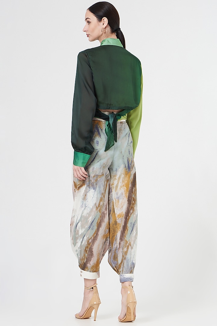 Ombre Green Silk Shirt by NihPri at Pernia's Pop Up Shop