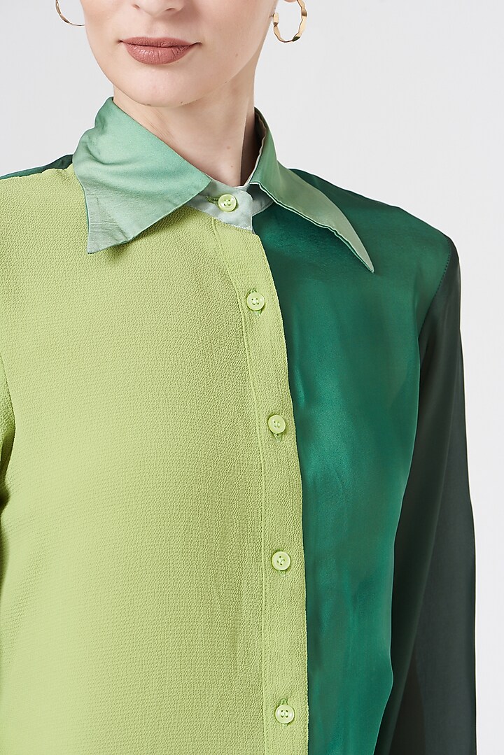 Ombre Green Silk Shirt by NihPri at Pernia's Pop Up Shop