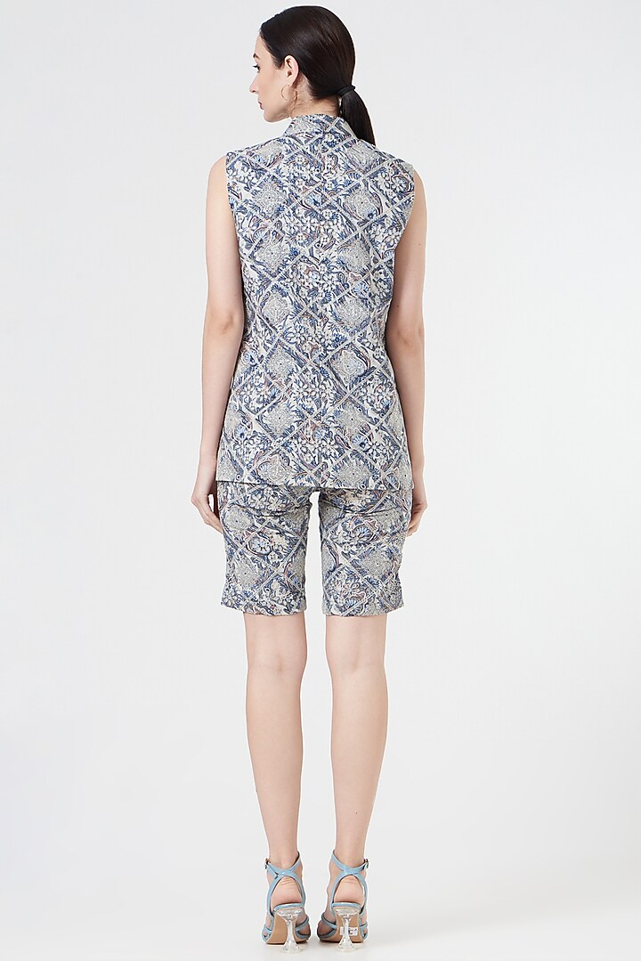 Cobalt Blue Cotton Blazer Set by NihPri at Pernia's Pop Up Shop