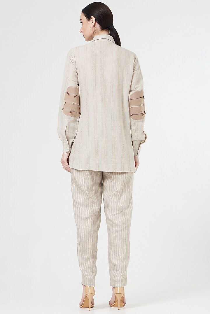 Beige Linen Shirt by NihPri at Pernia's Pop Up Shop