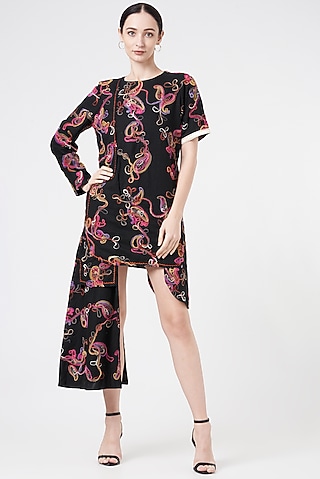 Black Embroidered Dress by NihPri
