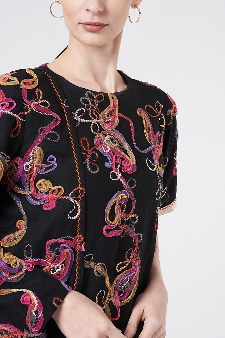 Black Embroidered Summer Dress by NihPri at Pernia's Pop Up Shop