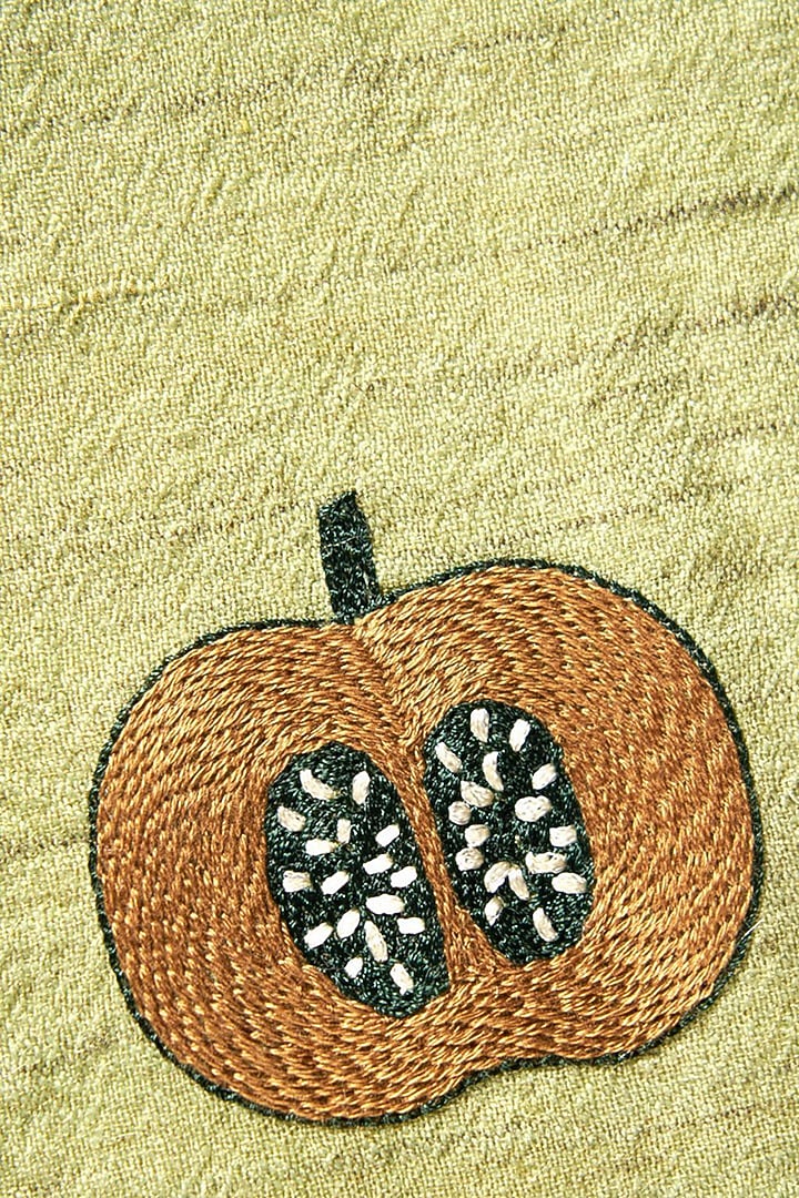 Green Wool Embroidered Stole by Niiyaa at Pernia's Pop Up Shop