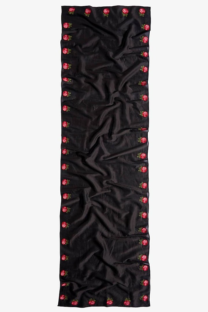 Black Hand Embroidered Stole by Niiyaa at Pernia's Pop Up Shop