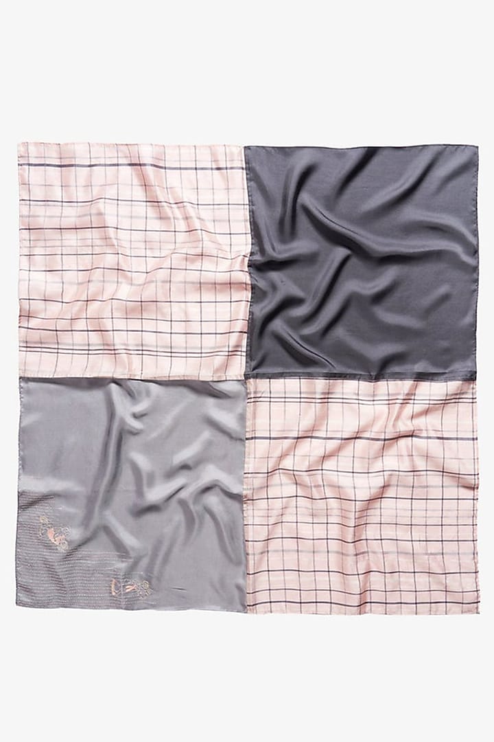 Grey Hand Embroidered Stole by Niiyaa at Pernia's Pop Up Shop