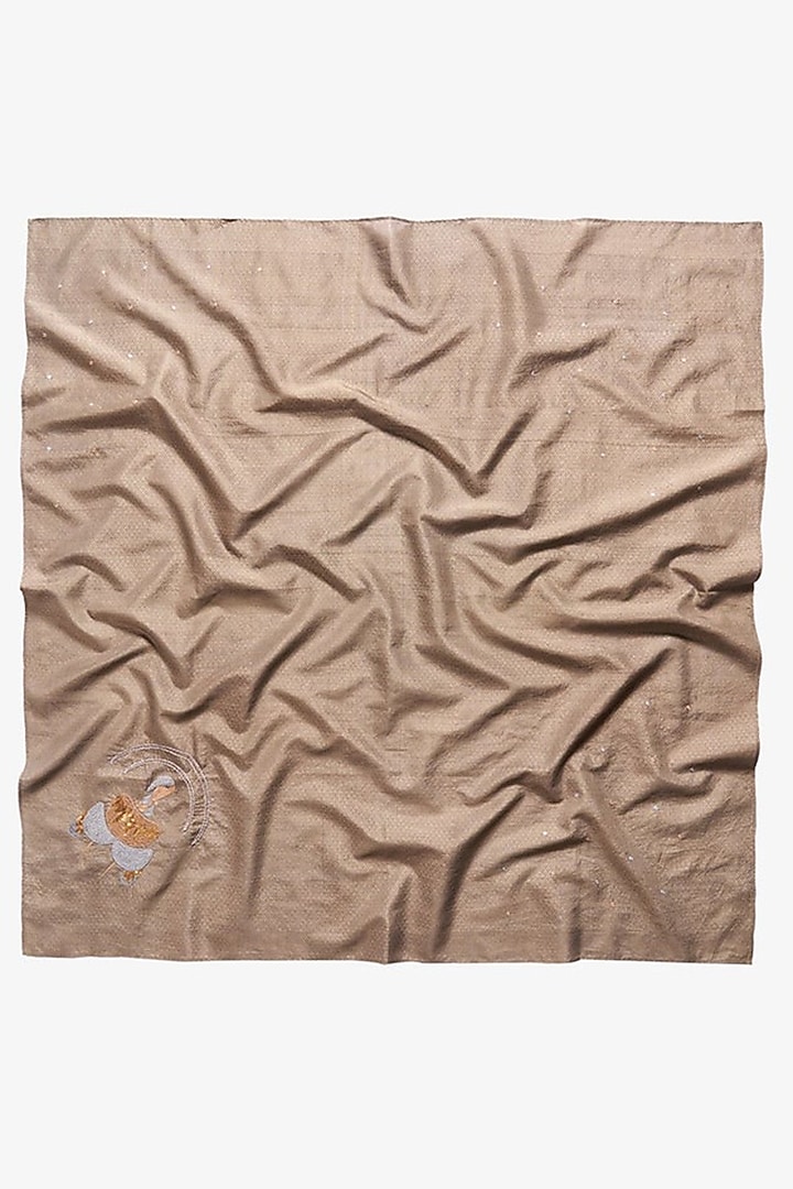 Brown Embroidered Stole by Niiyaa at Pernia's Pop Up Shop