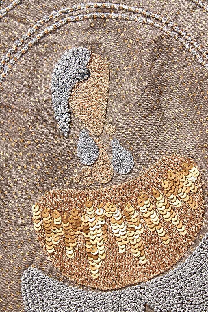 Brown Embroidered Stole by Niiyaa at Pernia's Pop Up Shop
