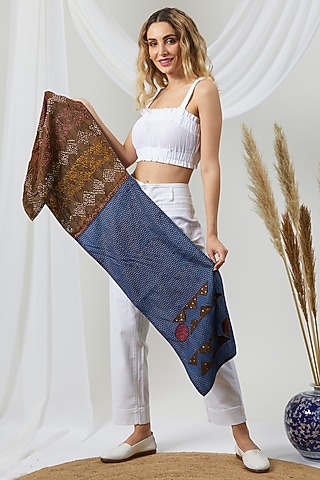 Multi-Colored Hand Embroidered Stole by Niiyaa