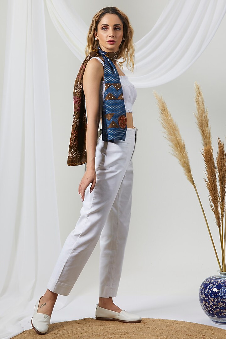 Multi-Colored Hand Embroidered Stole by Niiyaa at Pernia's Pop Up Shop