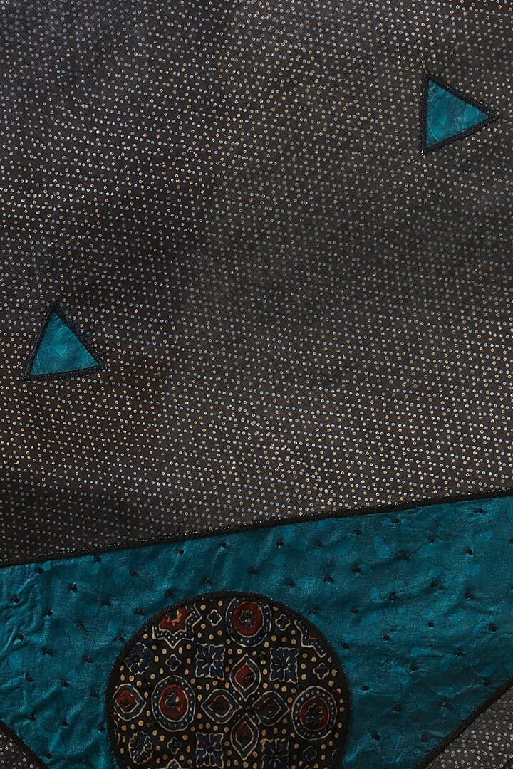 Black Printed Handmade Stole by Niiyaa at Pernia's Pop Up Shop
