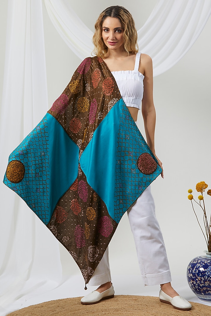 Multi-Colored Hand Block Printed Stole by Niiyaa at Pernia's Pop Up Shop