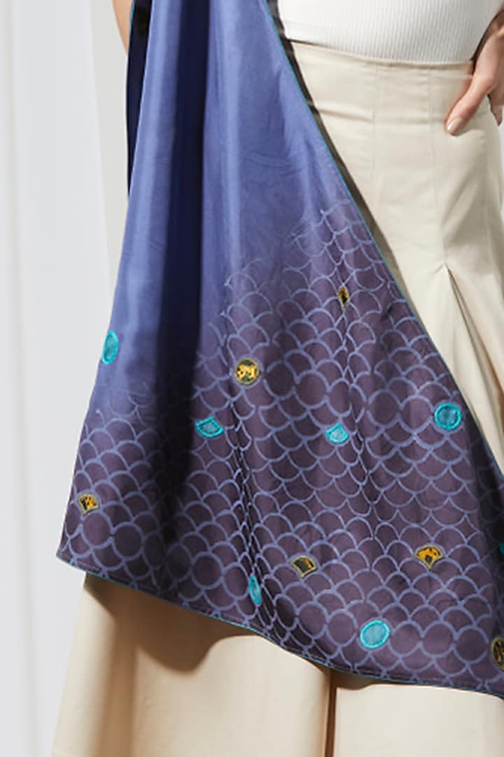 Blue Hand Block Printed Stole by Niiyaa at Pernia's Pop Up Shop