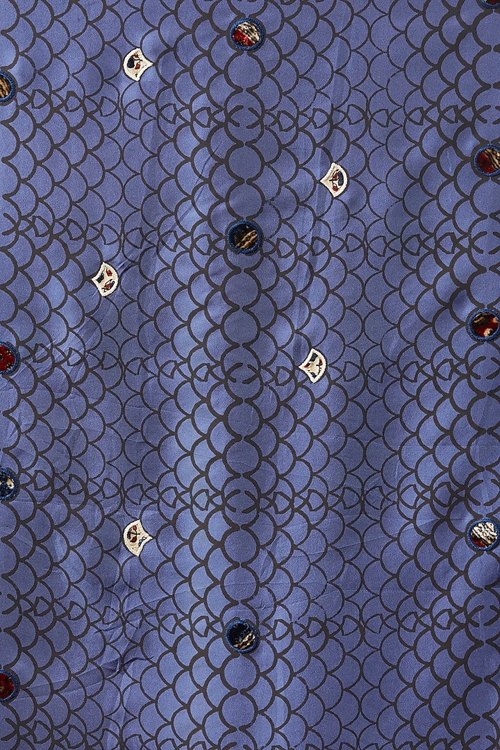 Blue Hand Embroidered Stole by Niiyaa at Pernia's Pop Up Shop