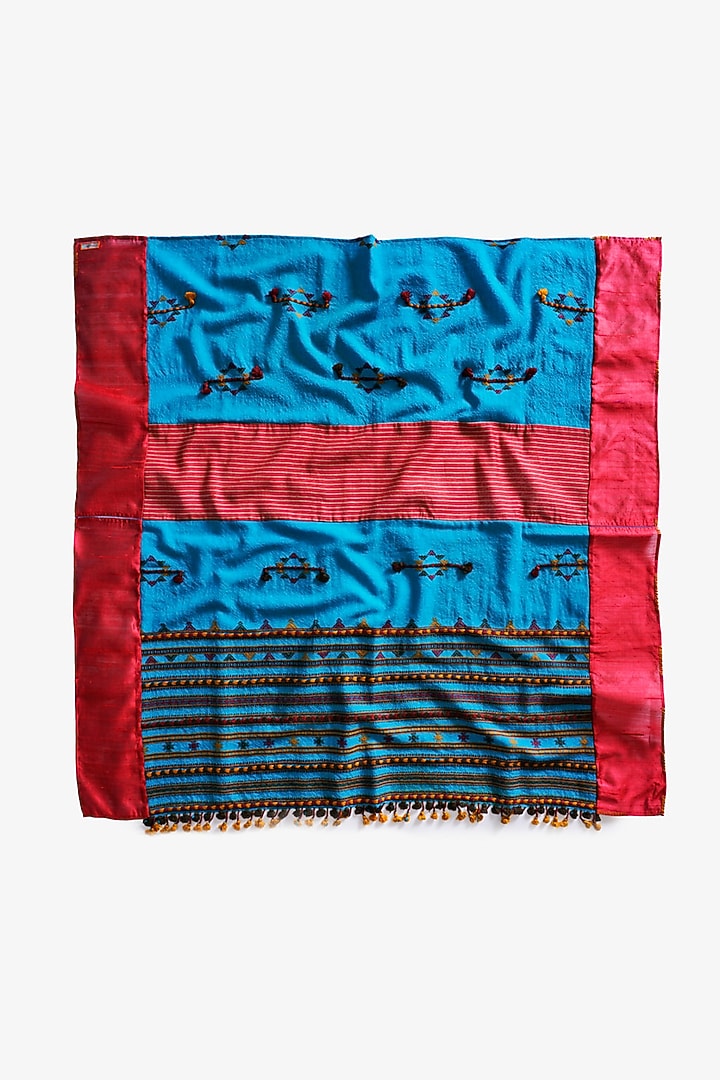 Blue Wool & Silk Stole by Niiyaa at Pernia's Pop Up Shop